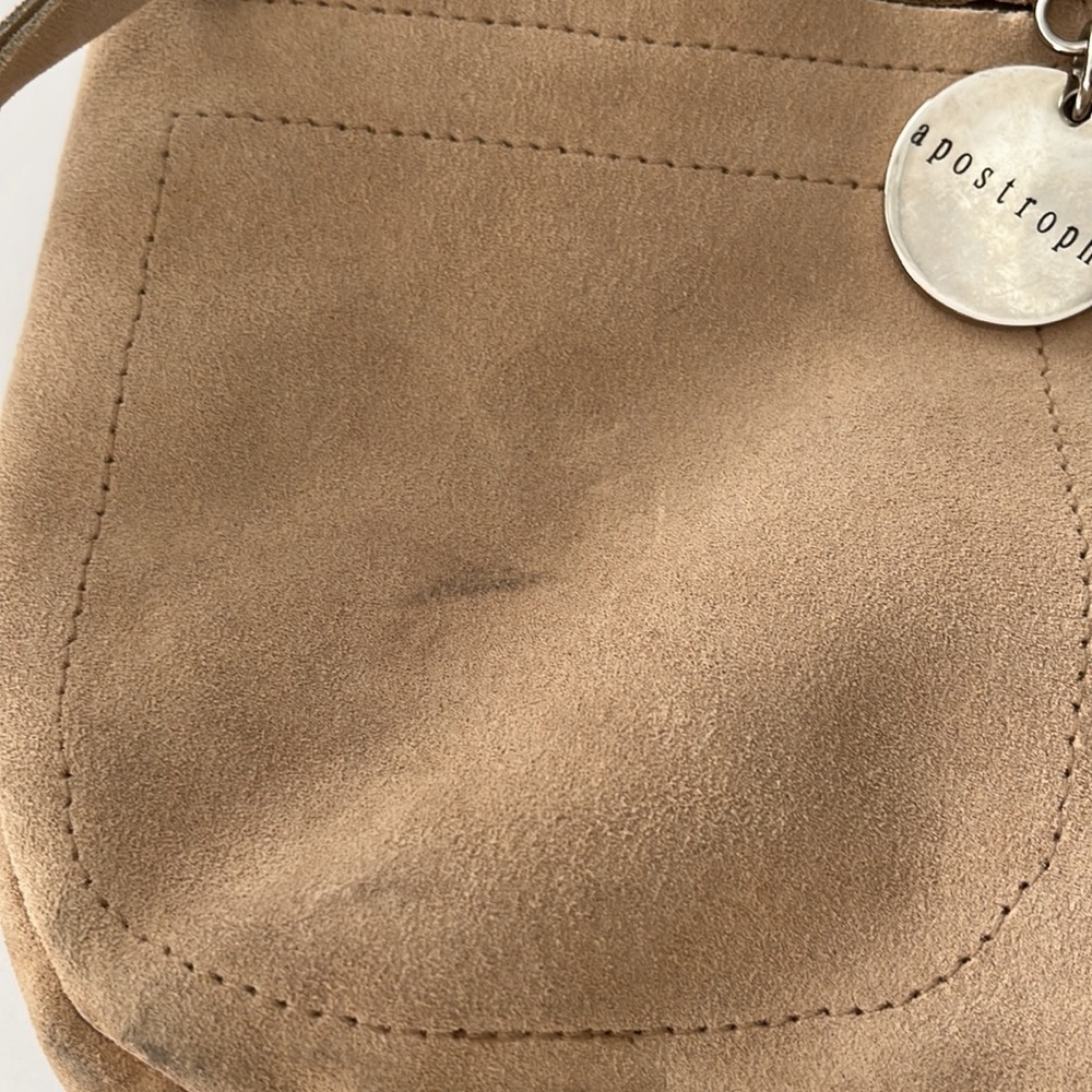 Apostrophe Mini Tan Suede Hand Bag - Picture 7 of 12